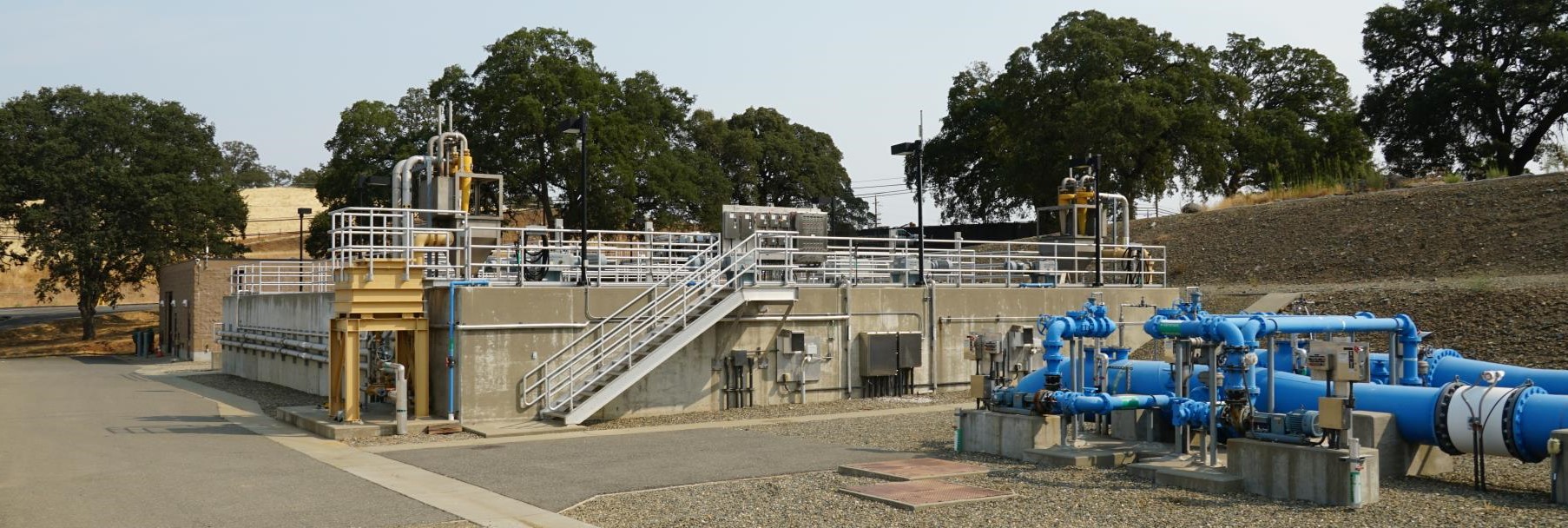 ground level view of equipment at the Water Treatment Plant