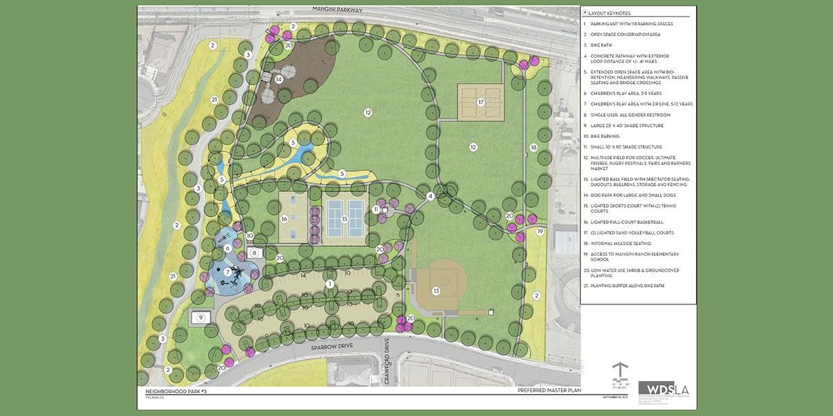 Prospector Park Master Plan layout artwork showing a map of all streets and how the park will be designed