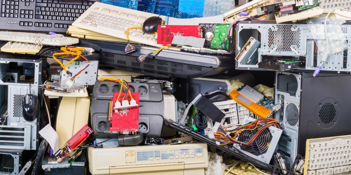 Getty Images of discarded technology i.e. keyboards, computer hard drives, desktops, etc. 