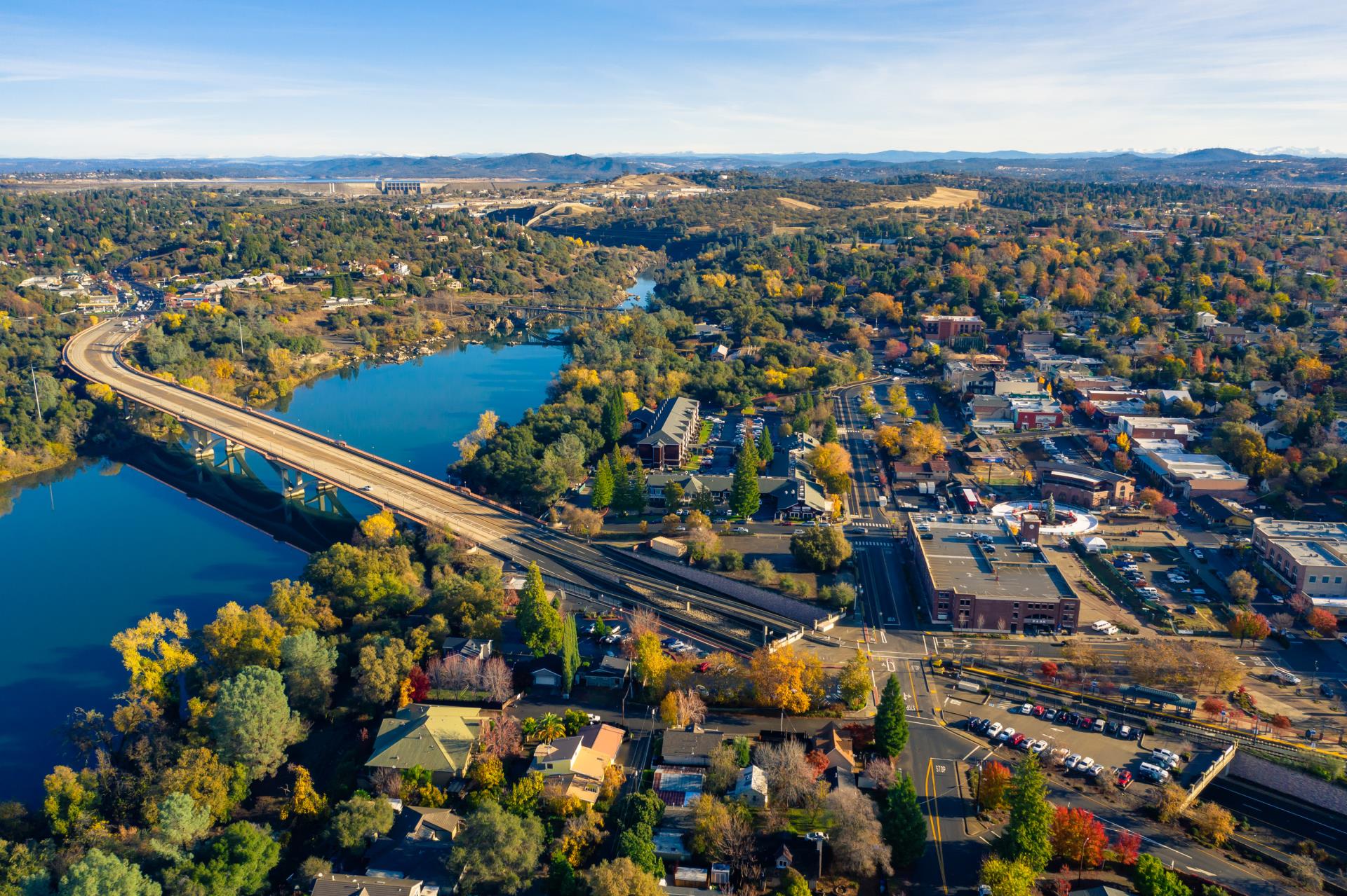Historic District Aerial bridge, water and homes
